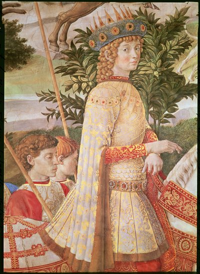La Procesión de los Magos, la procesión liderada por Lorenzo el Magnífico en la figura del Mago Caspar, (detalle) de Benozzo di Lese di Sandro Gozzoli