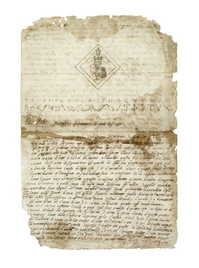 Diseño para el sello de la Accademia del Disegno, Florencia, c.1565 (pluma y tinta marrón sobre papel) de Benvenuto Cellini