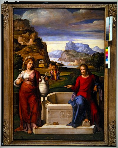 Cristo y la mujer de Samaria (panel) de Benvenuto Tisi da Garofalo