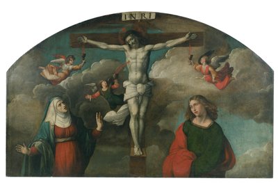 Crucifixión con la Virgen y San Juan Bautista de Benvenuto Tisi da Garofalo