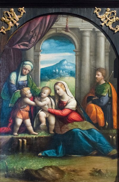 La Sagrada Familia con San Juan y Santa Isabel de Benvenuto Tisi da Garofalo