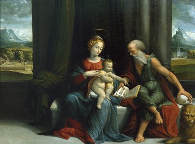 Madonna y Niño y San Jerónimo, c.1530s de Benvenuto Tisi da Garofalo