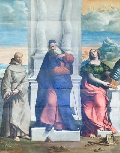 San Antonio abad, Antonio de Sicilia y Cecilia de Benvenuto Tisi da Garofalo