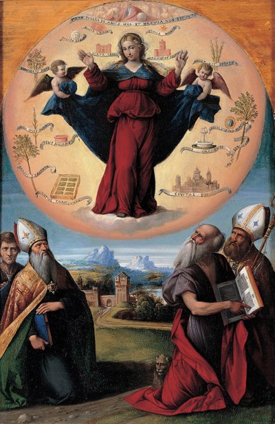 La Inmaculada Concepción con santos de Benvenuto Tisi da Garofalo
