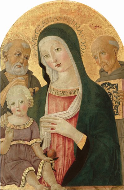 Madonna y el Niño con San Jerónimo y San Bernardino de Siena de Benvenuto di Giovanni