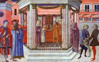Presentación de María en el Templo, detalle de la predela de Benvenuto di Giovanni (1436-1518) de Benvenuto di Giovanni