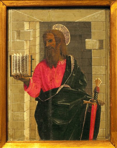 San Pablo. Pintura de Bernardino Butinone (1450-1507), témpera sobre madera. Arte italiano, renacimiento. Museo Ingres, Montauban. de Bernadino Jacobi Butinone