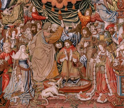 Tapiz flamenco. Serie Los Honores; Nobleza (La Nobleza). Cuarto tapiz de la serie. Dibujantes modelo del círculo de Bernard van Orley y Jan Gossaert (Mabuse). Manufactura Pieter van Aelst, Bruselas.Ca 1550. Tejido Oro, plata, seda y lana de Bernaert van (circle of) Orley