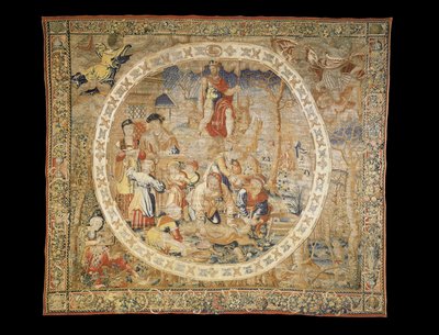 Tapiz alegórico de Bruselas que representa el mes de diciembre de "Los Meses del Medallón", c.1525 de Bernaert van Orley