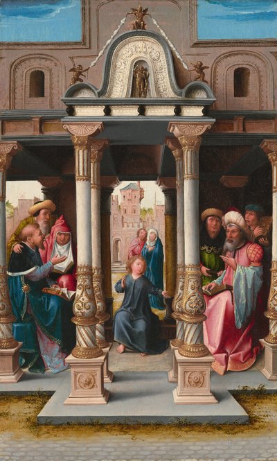 Cristo entre los doctores (anverso) de Bernaert van Orley