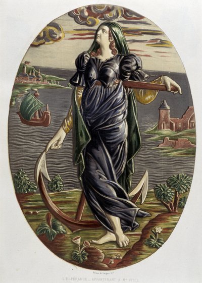 La esperanza - Plat cerámico, en "The work of Bernard Palissy" por C. Delange y C. Borneman, París de Bernard (after) Palissy