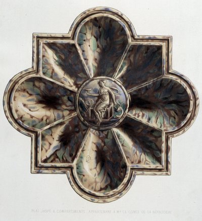 Plato jaspeado con compartimentos - Plato cerámico, en “La obra de Bernard Palissy” de C. Delange y C. Borneman, París de Bernard (after) Palissy