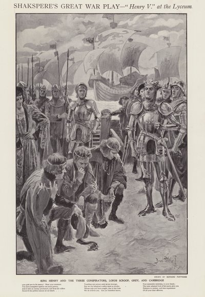 Escena de una producción de Enrique V de Shakespeare en el Teatro Lyceum, Londres de Bernard (after) Partridge