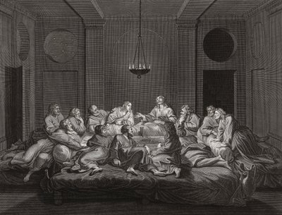 Jesucristo y los apóstoles en la Última Cena. (imprimir) de Bernard (after) Picart