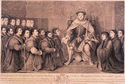 Rey Enrique VIII rodeado de figuras arrodilladas, 1736 de Bernard Baron