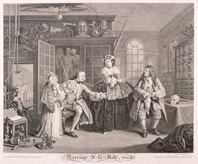 Matrimonio a la moda, 1745, placa III de Bernard Baron
