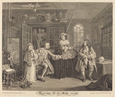 Matrimonio a la Moda: pl. 3, 1745 de Bernard Baron