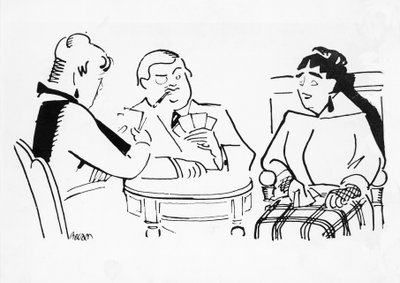 Juego de cartas, ilustración para Cheri, novela de Sidonie-Gabrielle Colette (1873-1954) de Bernard Becan
