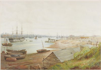 Una escena de río concurrida con numerosos barcos de Bernard Benedict Hemy