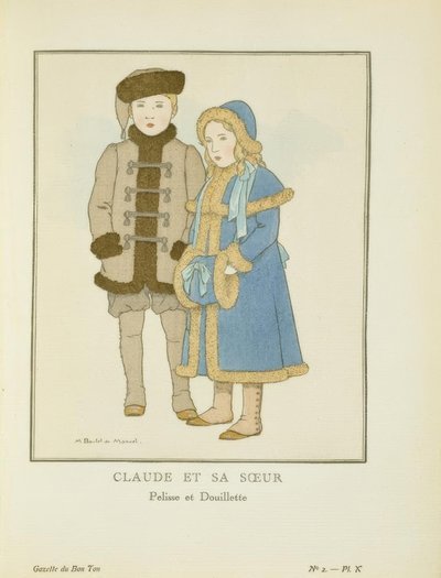 Claude y su hermana - Pelisse y Douilette de Bernard Boutet de Monvel