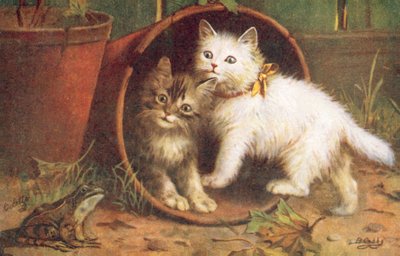 Postal felina (litografía en color) de Bernard Cobbe