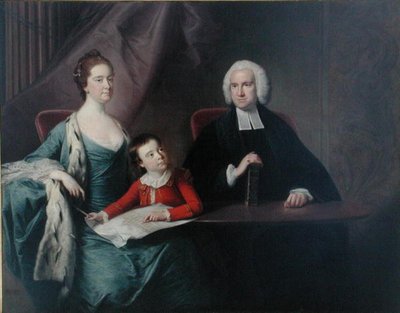 Retrato del reverendo John Fountayne (1741-1802) de Melton-on-the-Hill, su esposa Ann y su hijo Thomas, principios de la década de 1760 de Bernard Downes