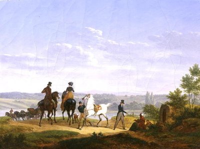 Paisaje con Figuras y Caballos de Bernard Edouard Swebach