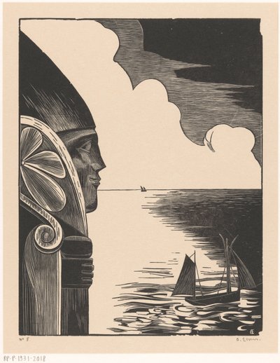 Estatua de San Nicolás en el puerto de Tréboul de Bernard Essers (signed by artist)