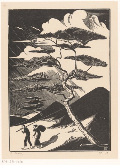 Sartén de la duna con dos figuras de Bernard Essers (signed by artist)