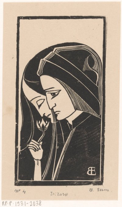 Retrato de Dante Alighieri y Beatrice Portinari de Bernard Essers (signed by artist)