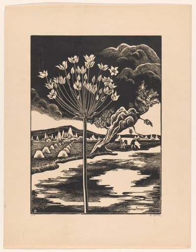 La flor del cisne en un paisaje de Bernard Essers (signed by artist)