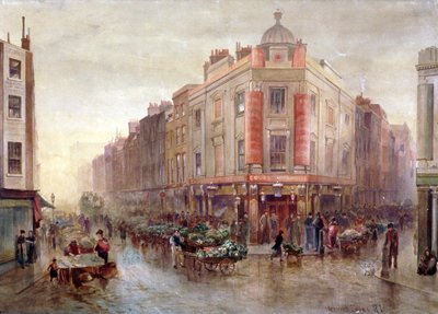 Mercado en una mañana de domingo en Seven Dials, Holborn, Londres, 1878 de Bernard Evans