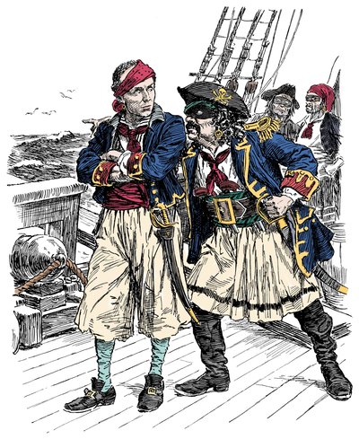 ¡Dos piratas amenazando Ilustración de Bernard Partridge (1861-1945) de 