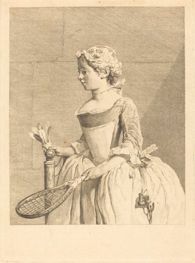 Joven chica al volante (Joven chica a la raqueta) de Bernard Lépicié after Jean Siméon Chardin