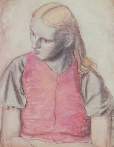 Retrato de la esposa del artista, c.1926 (lápiz y acuarela) de Bernard Meninsky