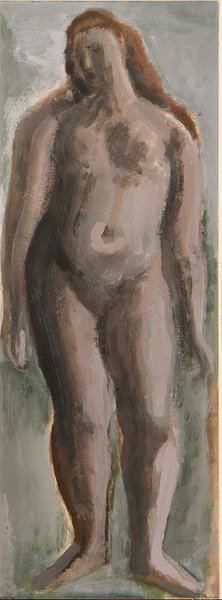 Figura femenina de pie (gouache sobre papel) de Bernard Meninsky