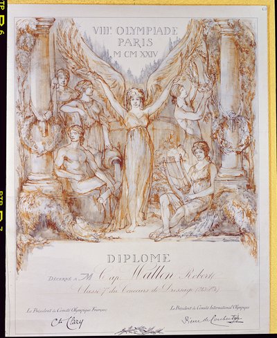 Diploma de la VIII Olimpiada, celebrada en París de Bernard Naudin
