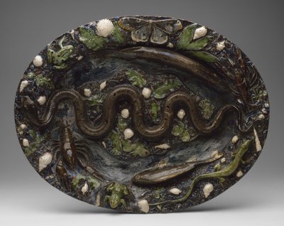 Vajilla rústica: Plato con adornos de animales y plantas, segunda mitad del siglo XVI de Bernard Palissy