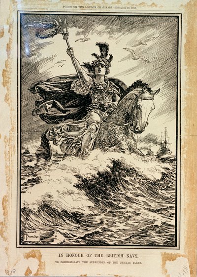 En honor de la Armada Británica. Para conmemorar la rendición de la flota alemana. Portada de Punch, 27 de noviembre de 1918 de Bernard Partridge