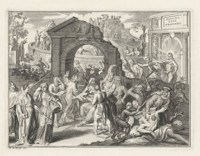 Caricatura de la controversia de Schouwburg, c.1685 de Bernard Picart (attributed to)