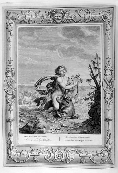Arion salvado por un delfín, 1733 de Bernard Picart