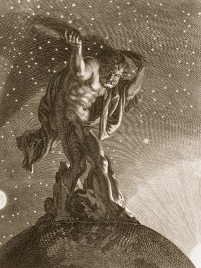 Atlas Sostiene los Cielos sobre sus Hombros, 1731 de Bernard Picart