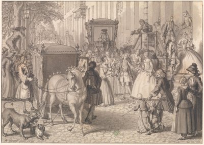 Comienzo de una procesión nupcial de una pareja luterana de Bernard Picart
