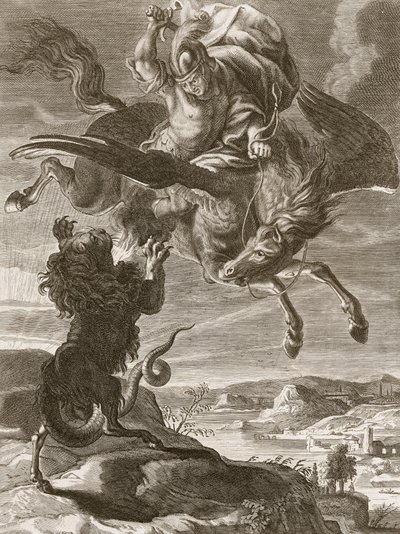 Belerofonte lucha contra la Quimera, 1731 de Bernard Picart