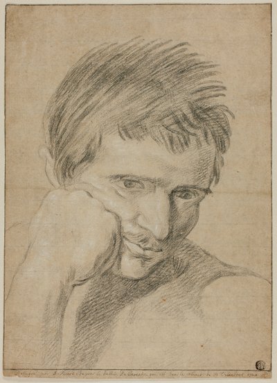 Busto de joven descansando la barbilla en la mano de Bernard Picart