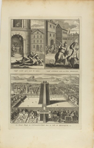 Cautivo desollado.../Cautivo luchador/El gran templo de Vitzliputsli de Bernard Picart