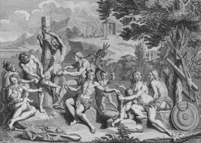 Captif Sacrifié par les Antis, 1723 de Bernard Picart