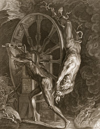 Ixión en el Tártaro en la rueda, 1731 de Bernard Picart