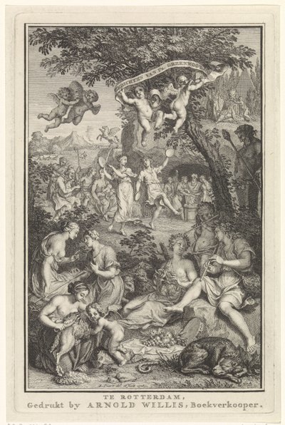Paisaje con pastores y pastoras Página de título para: F. Greenwood, poemas, 1719 de Bernard Picart