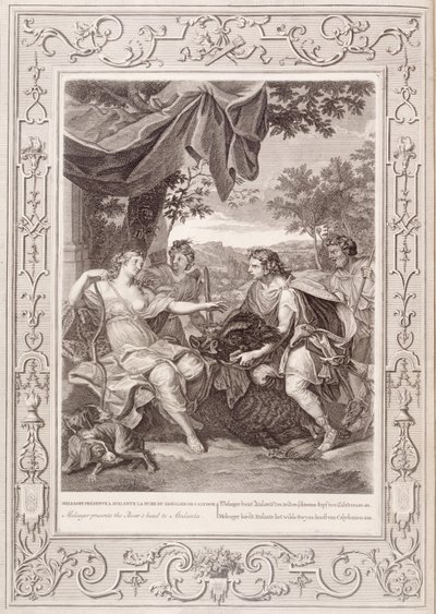 Meleagro presenta la cabeza del jabalí a Atalanta, 1731 de Bernard Picart